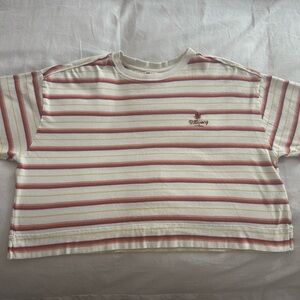 Billabong Striped Crop Top - Cream and Pink
